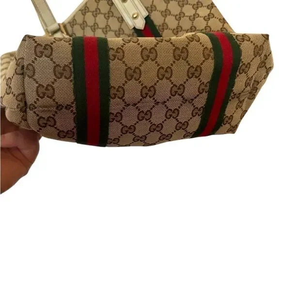 GUCCI GG Canvas Web Jolicoeur Tote includes monogrammed GG Black Dust Bag - Picture 6 of 16